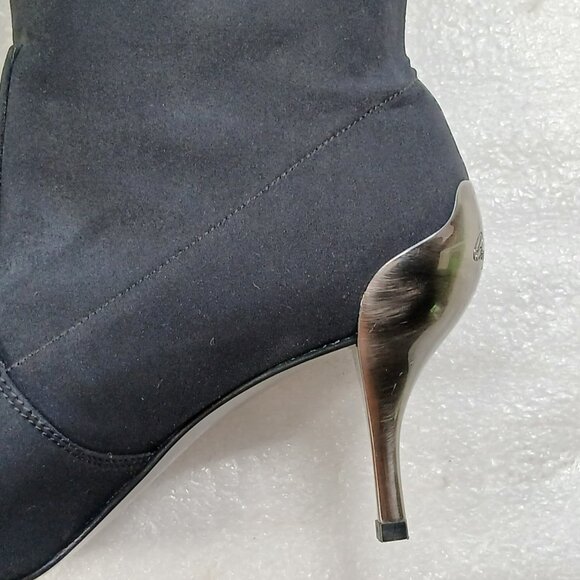 Donald J Pliner Black Stretch Tall Boots Metallic Heel Women's 8.5M 18" Italy VG - Picture 6 of 15